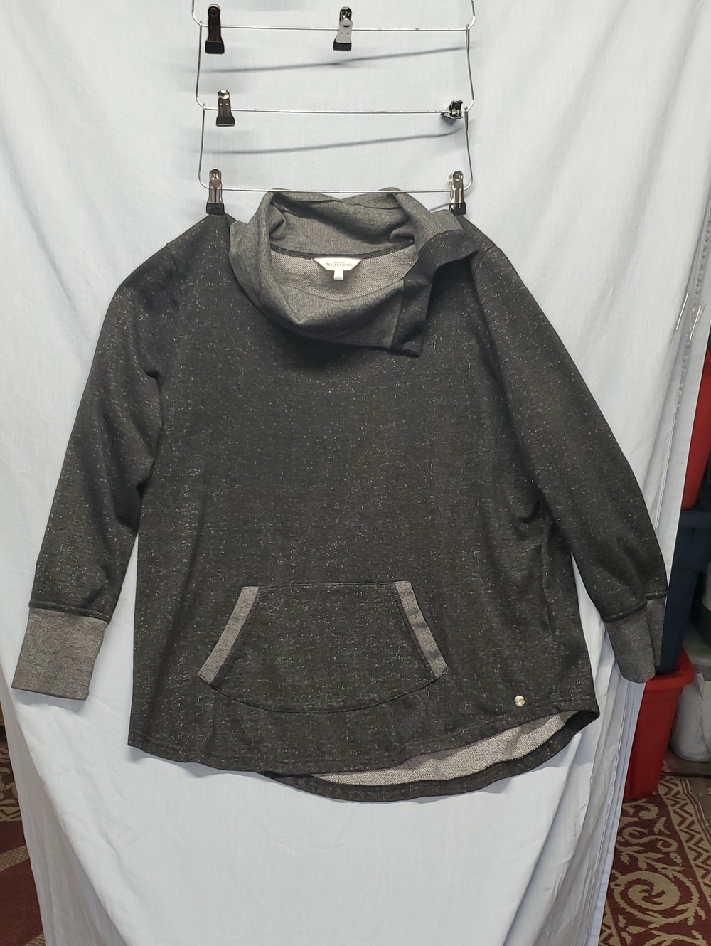 Northern Reflections Dark Gray Cowl Neck Sweater with Front Pocket #320